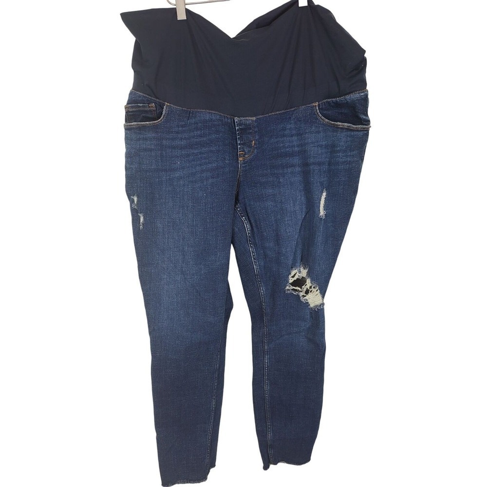 Old Navy Maternity Jeans 18 Womens Plus Size Full Panel Skinny Leg Dark Wash